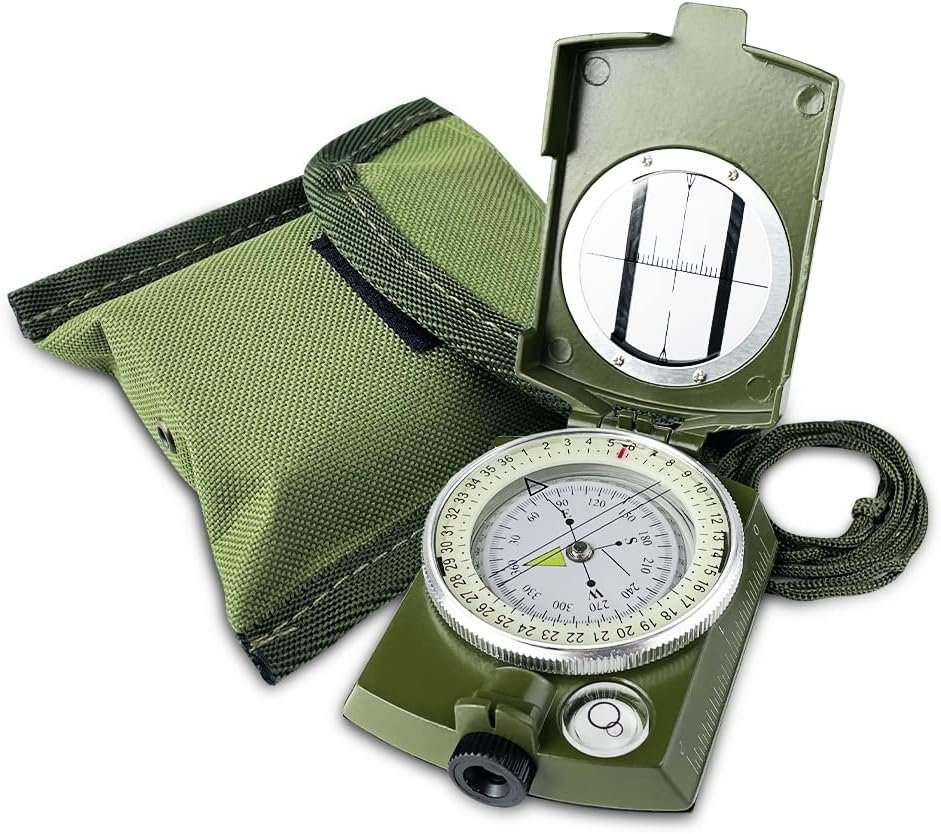 Gvolatee Brujula Militar Impermeable Brújula Profesional para Orientación con Efecto Fluorescente Compas para Senderismo Acampada Montañismo
